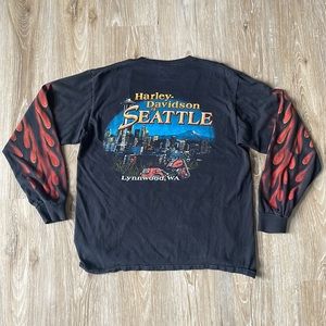 Vintage Harley Davidson long sleeve t-shirt faded black - Large (fits medium)